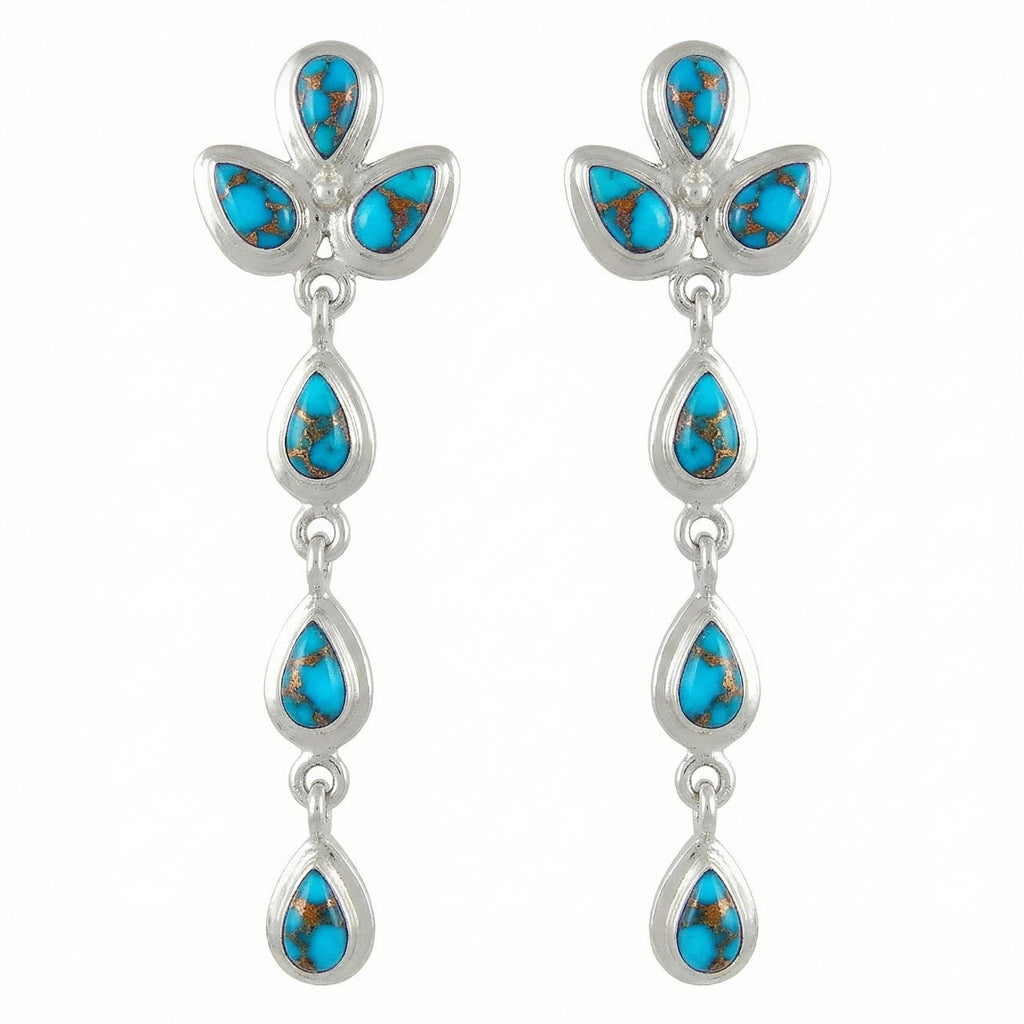 Matrix Turquoise Chandelier Earrings Sterling Silver E1204-SM-C84