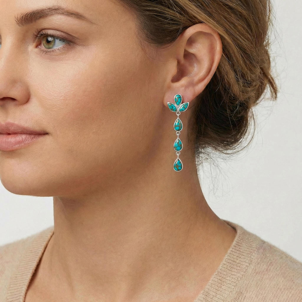 Matrix Turquoise Chandelier Earrings Sterling Silver E1204-SM-C84