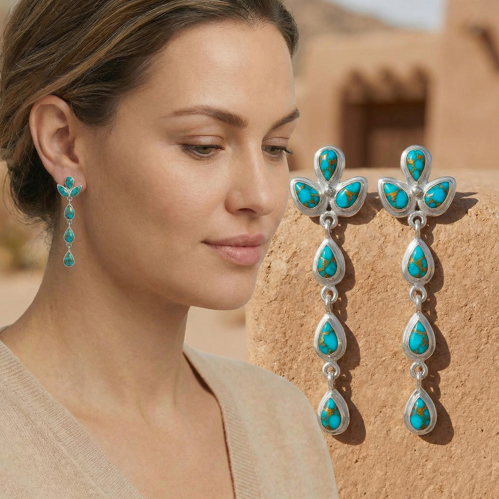 Matrix Turquoise Earrings SilverBronzé E1204-SM-SB-C84