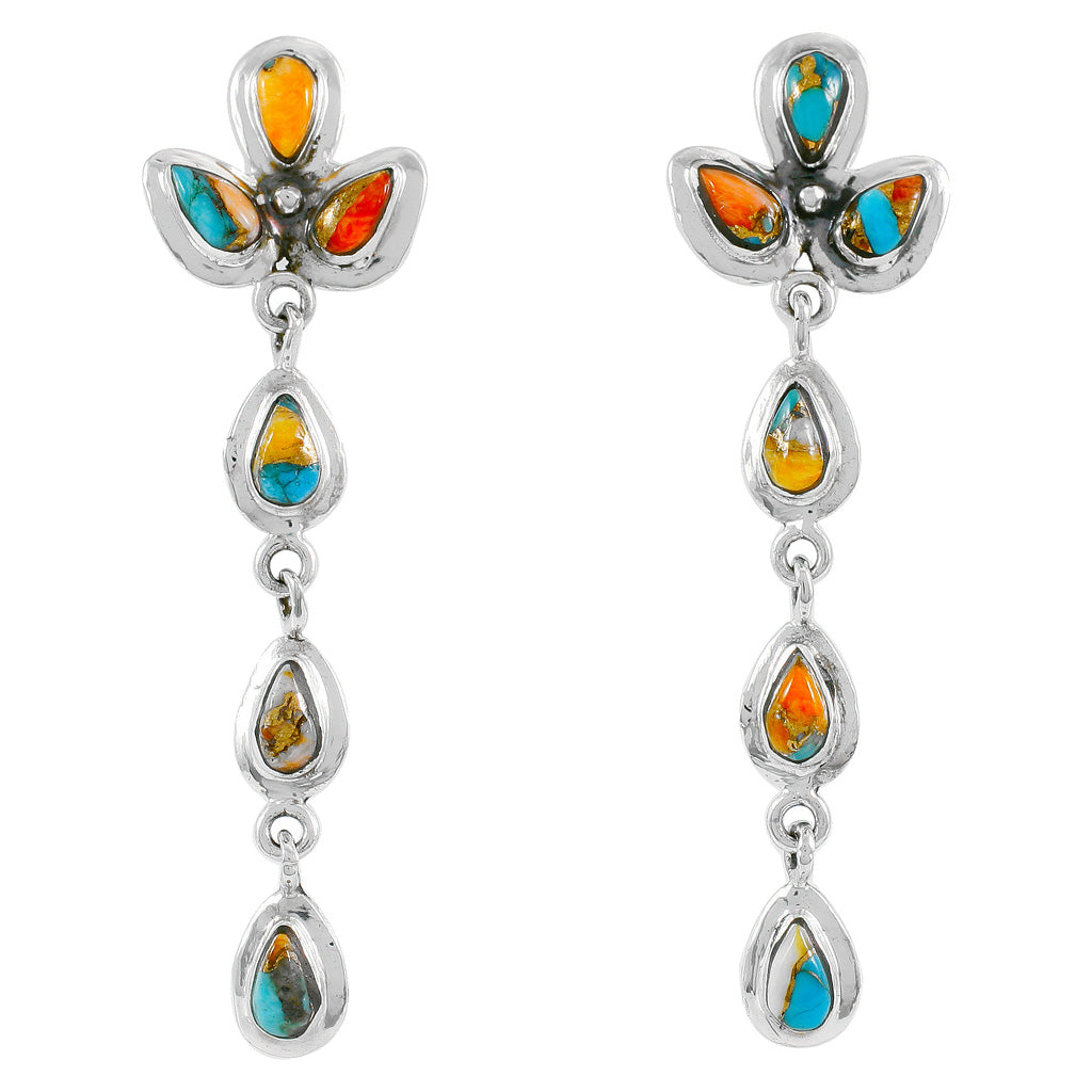 Spiny Turquoise Chandelier Earrings Sterling Silver E1204-SM-C89