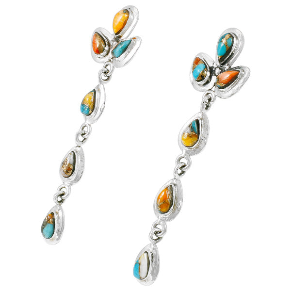 Spiny Turquoise Chandelier Earrings Sterling Silver E1204-SM-C89