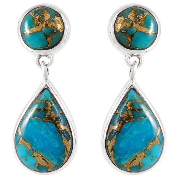 Sterling Silver Earrings Matrix Turquoise E1205-C84
