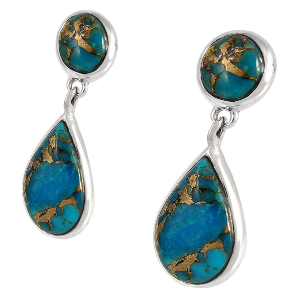 Sterling Silver Earrings Matrix Turquoise E1205-C84