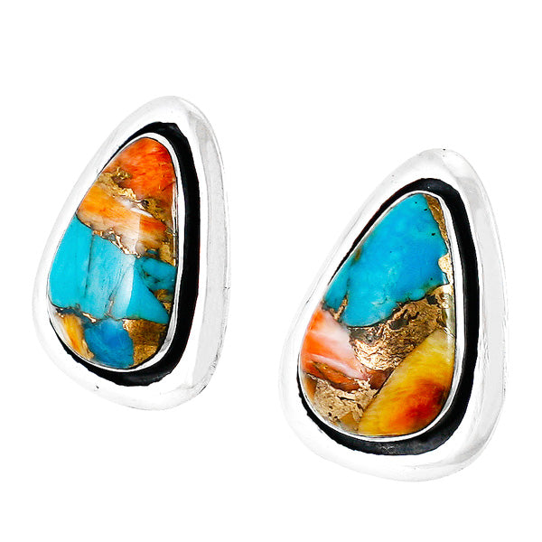 Sterling Silver Earrings Spiny Turquoise E1213-C89