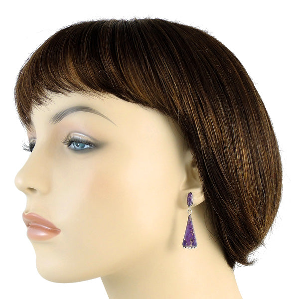 Sterling Silver Earrings Purple Turquoise E1216-C77
