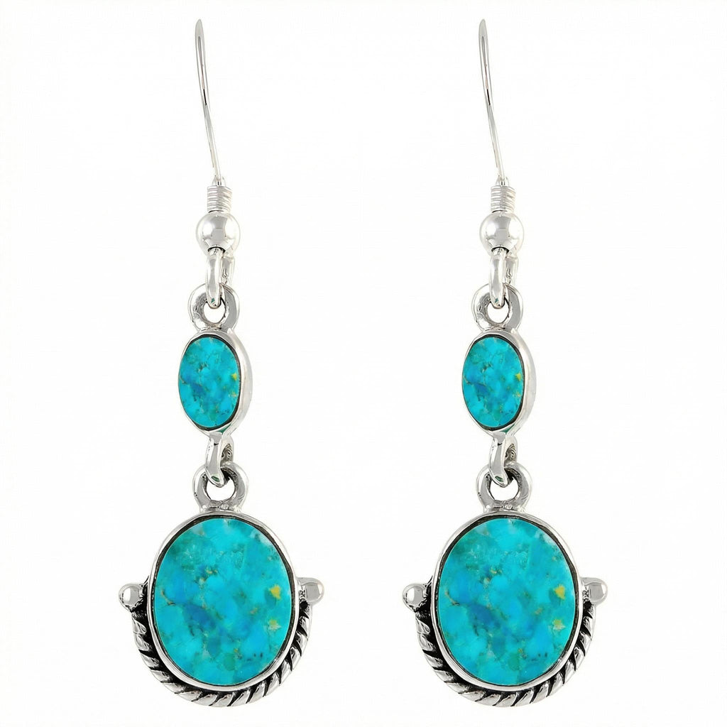 FINAL CLEARANCE - Turquoise Earrings SilveryCopper™ E1218-SB-C75