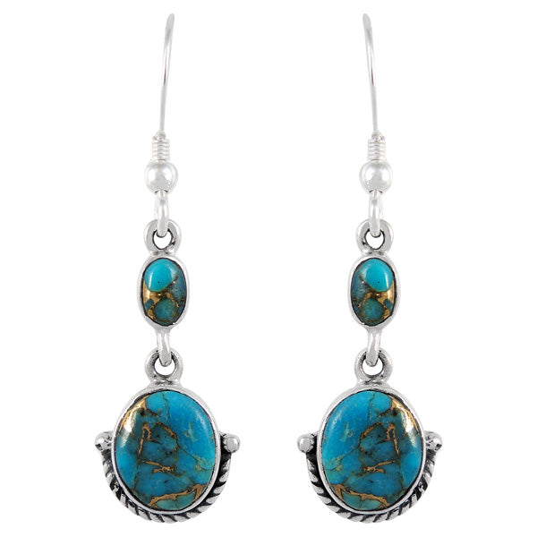 Sterling Silver Earrings Matrix Turquoise E1218-C84
