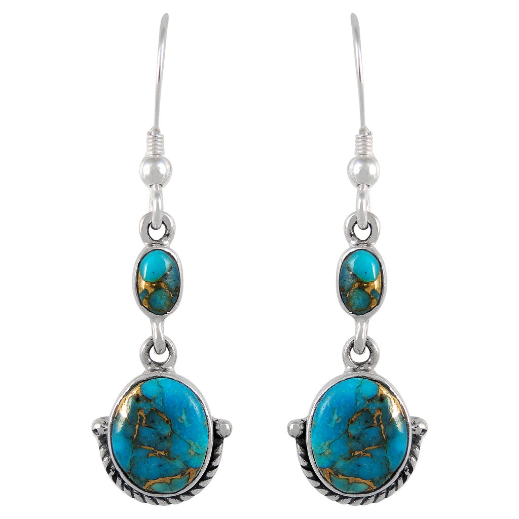Matrix Turquoise Earrings SilverBronzé E1218-SB-C84