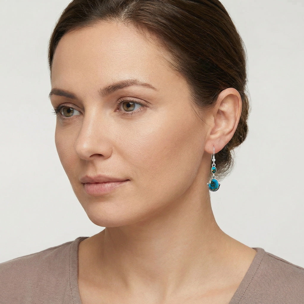 Matrix Turquoise Earrings SilverBronzé E1218-SB-C84