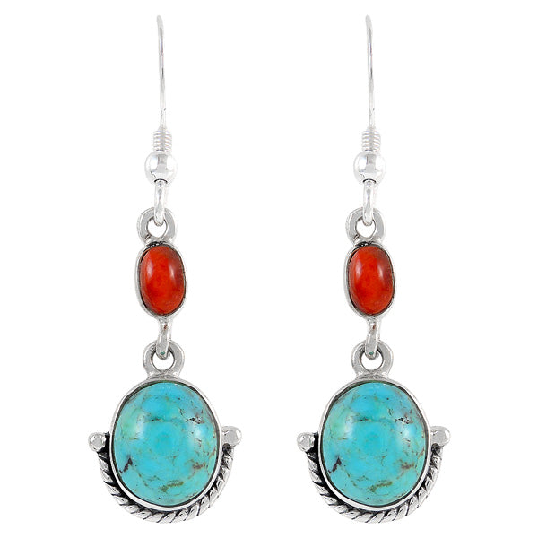 Sterling Silver Earrings Turquoise & Spiny E1218-C85