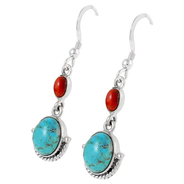 Sterling Silver Earrings Turquoise & Spiny E1218-C85