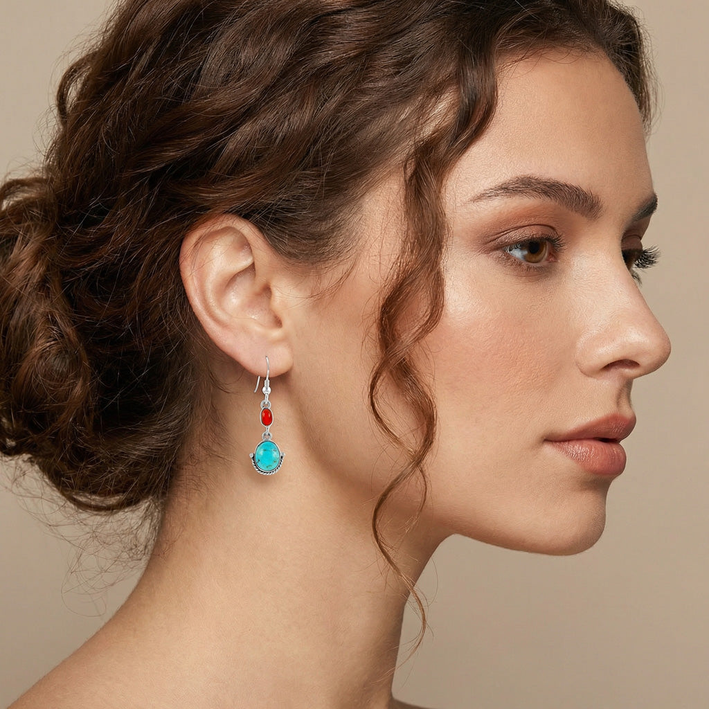 Multi Gemstone Earrings SilverBronzé E1218-SB-C85