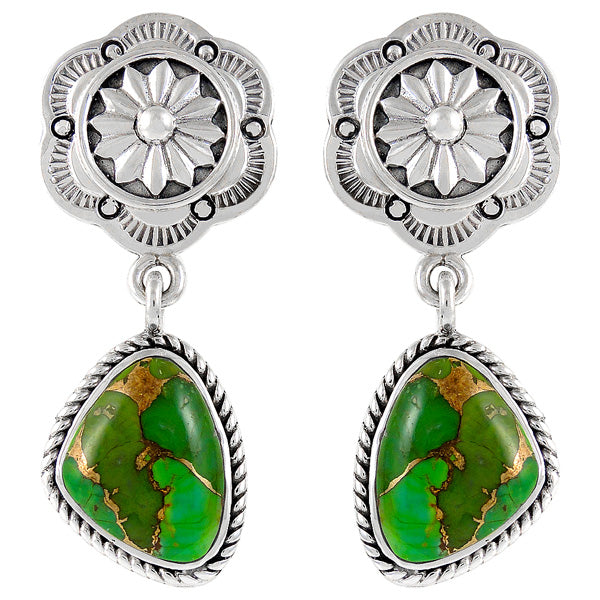 Sterling Silver Earrings Green Turquoise E1220-C76