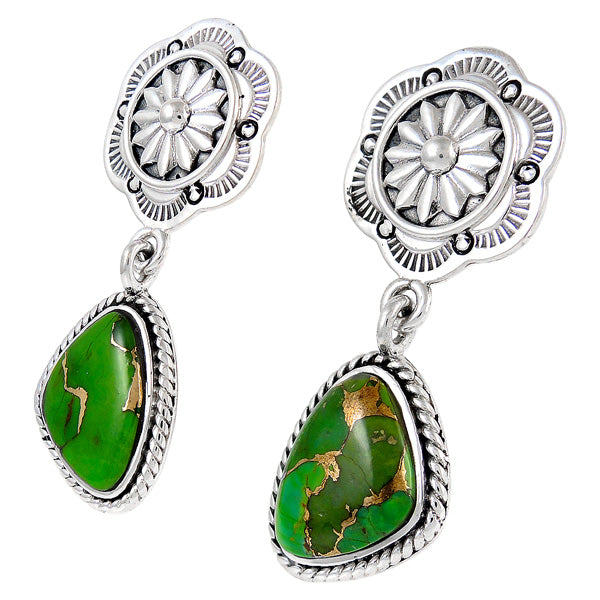 Sterling Silver Earrings Green Turquoise E1220-C76