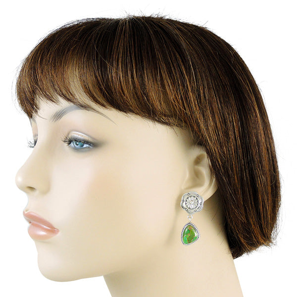 Sterling Silver Earrings Green Turquoise E1220-C76