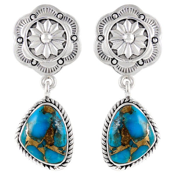 Sterling Silver Earrings Matrix Turquoise E1220-C84