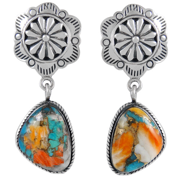 Sterling Silver Earrings Spiny Turquoise E1220-C89