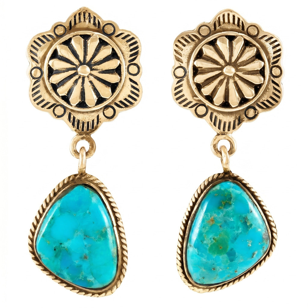 Turquoise Earrings GoldCopper E1220-GB-C75
