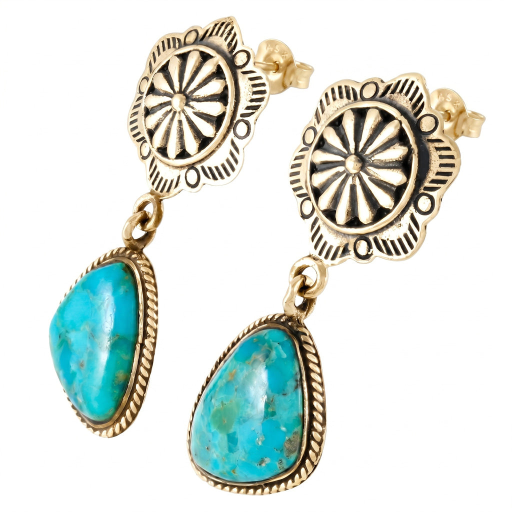 Turquoise Earrings GoldCopper E1220-GB-C75