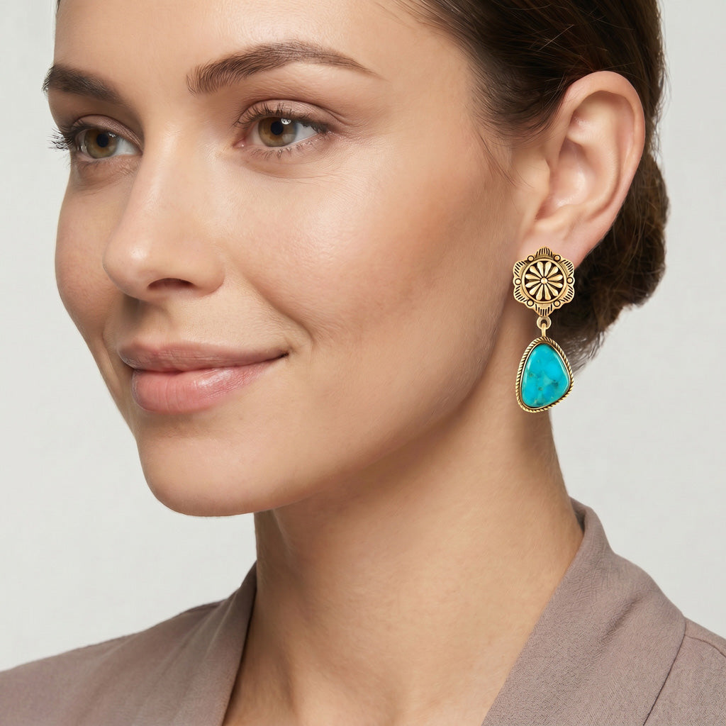Turquoise Earrings GoldCopper E1220-GB-C75