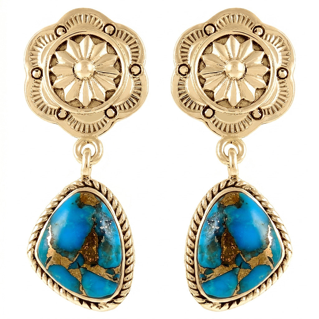 Matrix Turquoise Earrings GoldCopper E1220-GB-C84