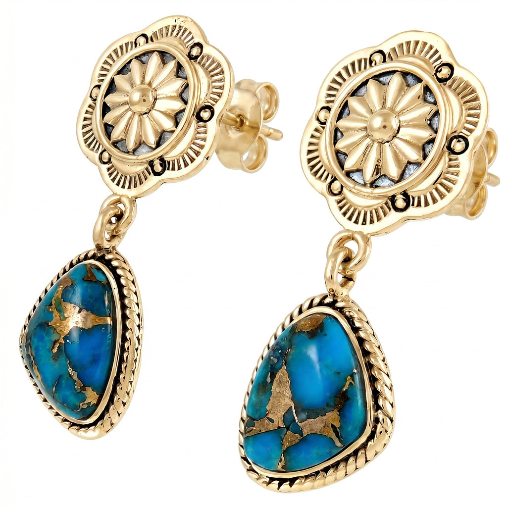 Matrix Turquoise Earrings GoldCopper E1220-GB-C84