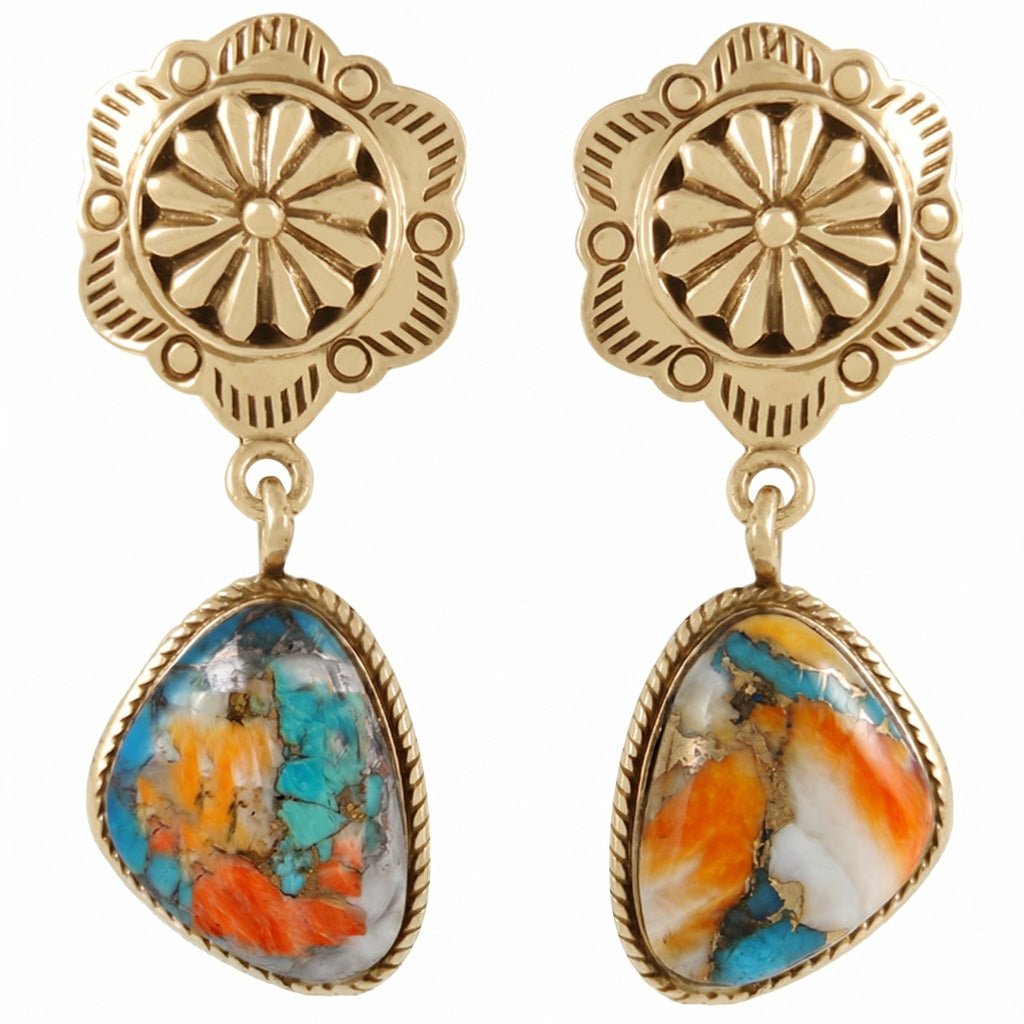 Spiny Turquoise Earrings GoldCopper E1220-GB-C89