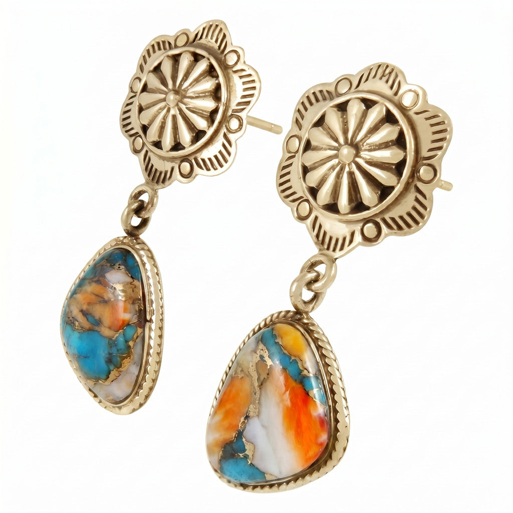 Spiny Turquoise Earrings GoldCopper E1220-GB-C89