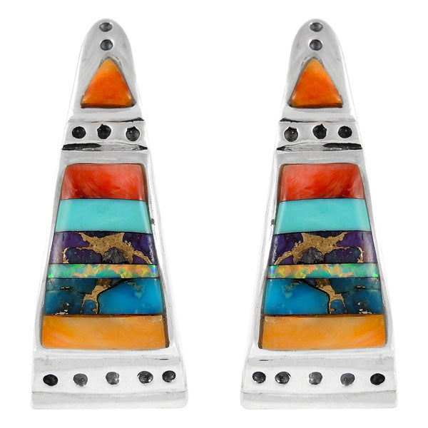 Sterling Silver Earrings Multicolor E1222-C01