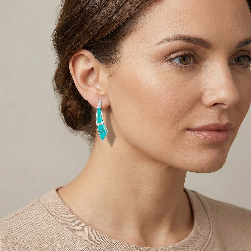 Turquoise Earrings SilverBronzé E1223-SB-C05