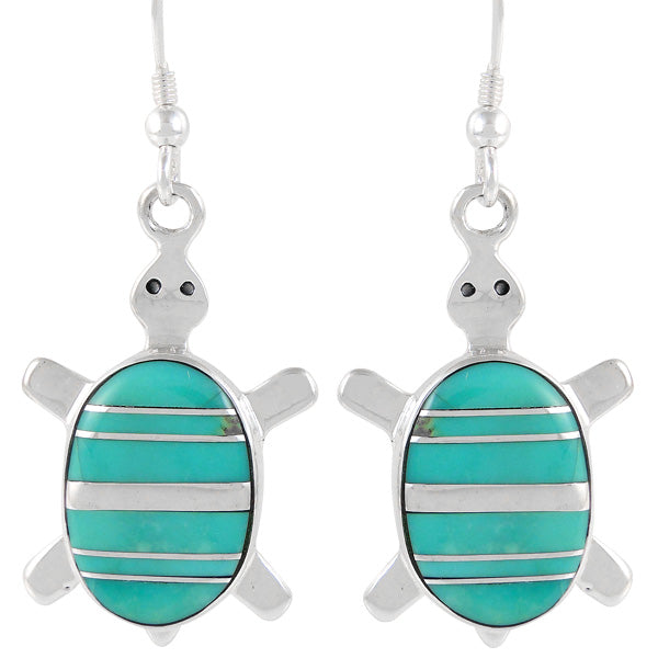 Sterling Silver Turtle Earrings Turquoise E1228-C05