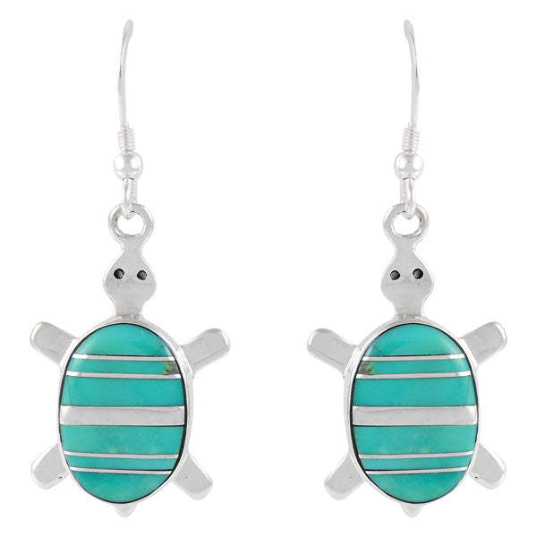 Sterling Silver Turtle Earrings Turquoise E1228-C05