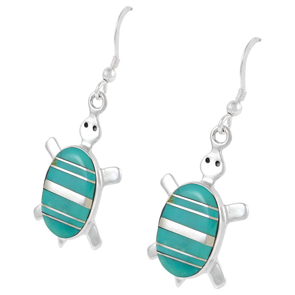 Sterling Silver Turtle Earrings Turquoise E1228-C05