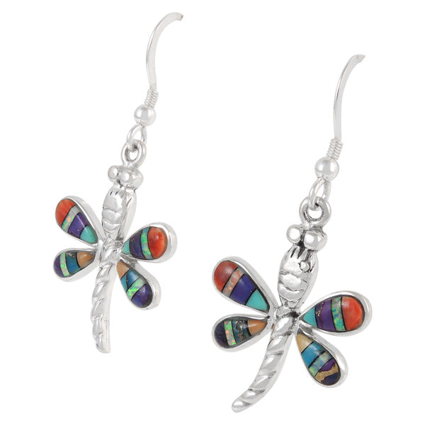 Sterling Silver Dragonfly Earrings Multicolor E1229-C01