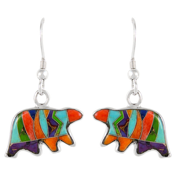 Sterling Silver Bear Earrings Multicolor E1234-C00