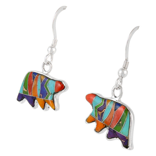 Sterling Silver Bear Earrings Multicolor E1234-C00