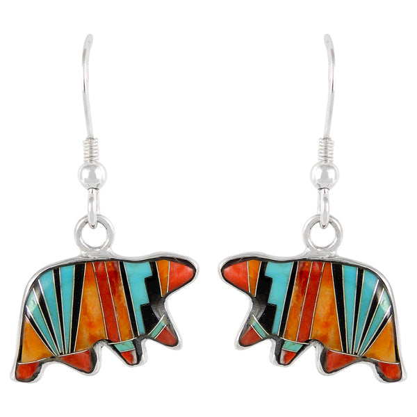 Sterling Silver Bear Earrings Multicolor E1234-C03