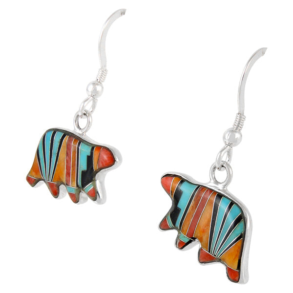 Sterling Silver Bear Earrings Multicolor E1234-C03