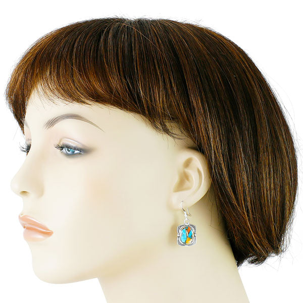 Spiny Turquoise Earrings Sterling Silver E1235-C89