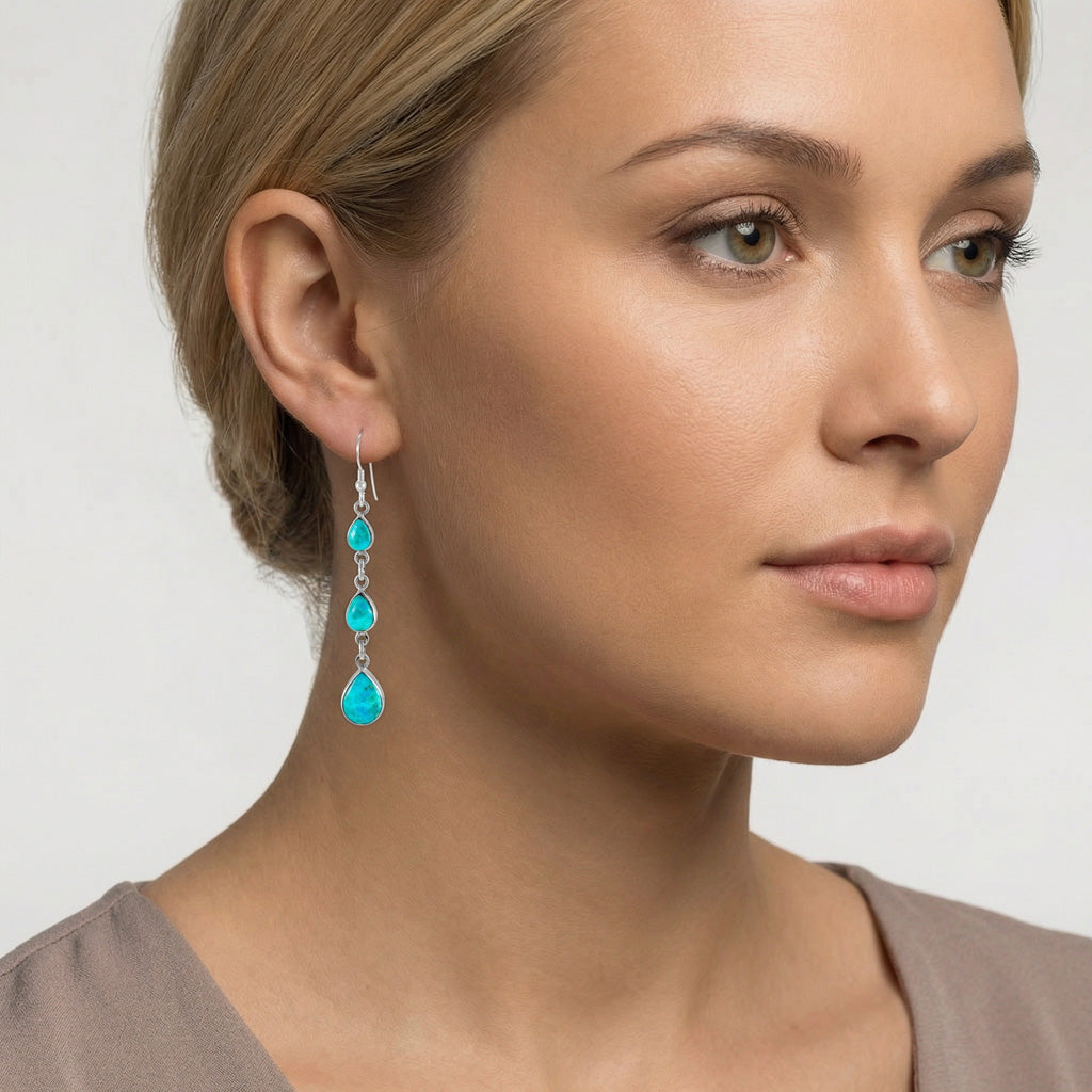 Sterling Silver Chandelier Earrings Turquoise E1241-C75