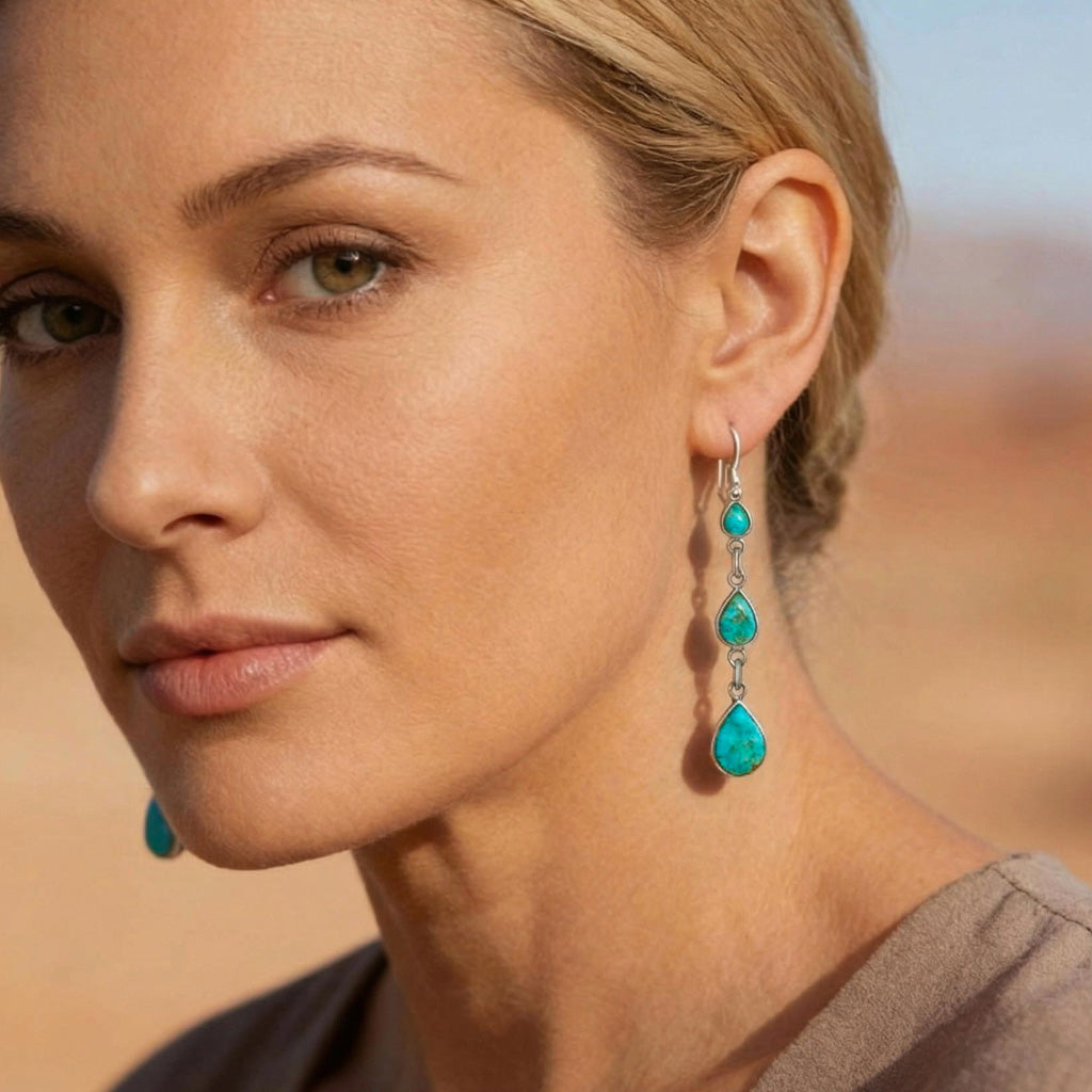 Turquoise Earrings SilverBronzé E1241-SB-C75