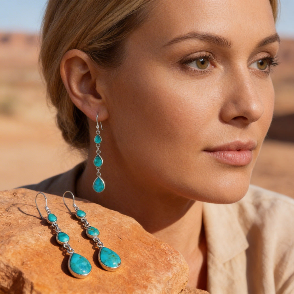 Turquoise Earrings SilverBronzé E1241-SB-C75