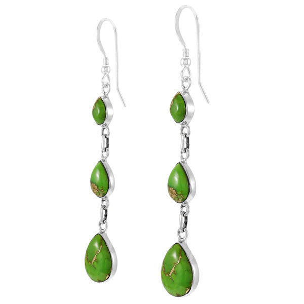 Sterling Silver Chandelier Earrings Green Turquoise E1241-C76