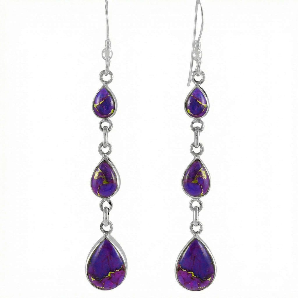 Purple Turquoise Earrings SilverBronzé E1241-SB-C77