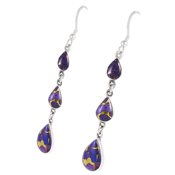 Sterling Silver Chandelier Earrings Purple Turquoise E1241-C77