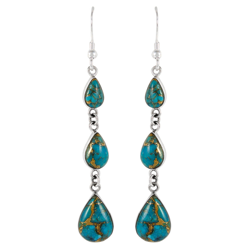 Sterling Silver Chandelier Earrings Matrix Turquoise E1241-C84
