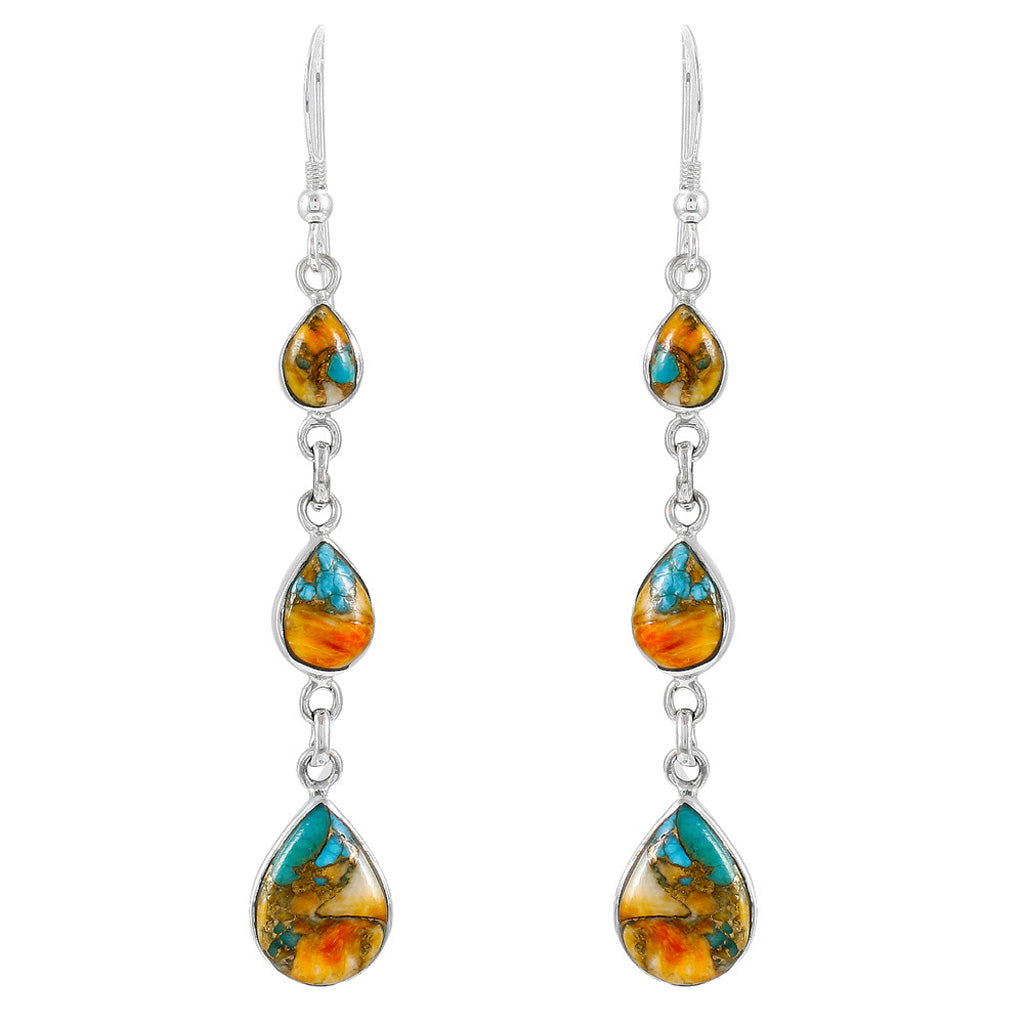 Spiny Turquoise Earrings SilverBronzé E1241-SB-C89