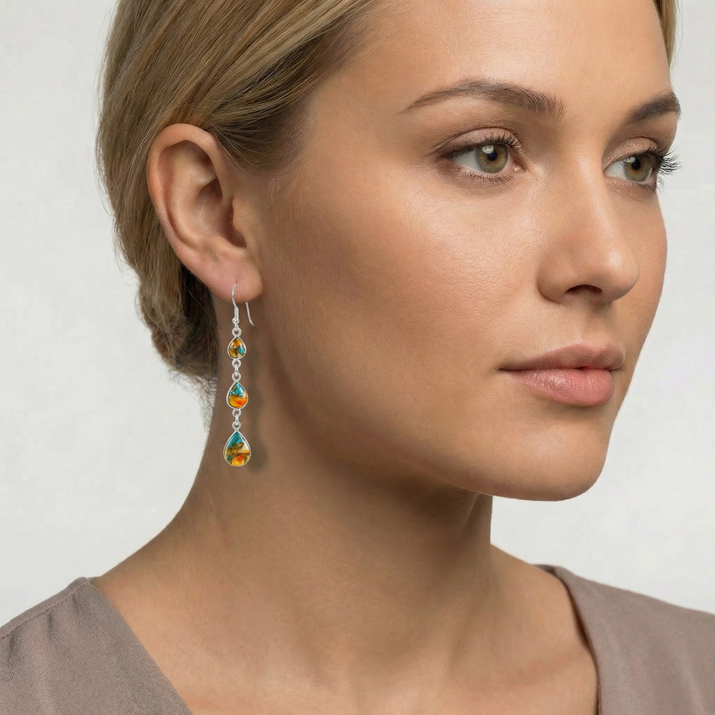 Spiny Turquoise Earrings Sterling Silver Turquoise E1241-C89