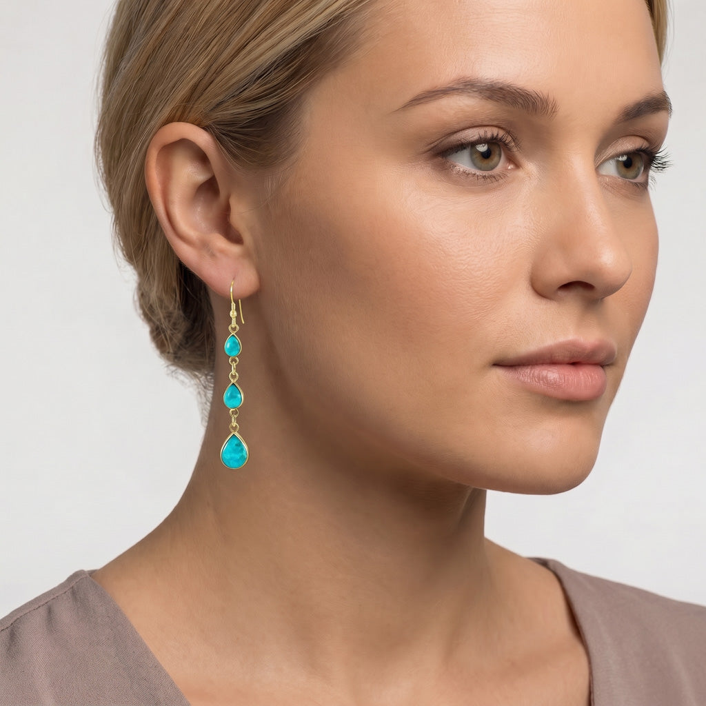 Turquoise Hoop Earrings GoldCopper E1241-GB-C75