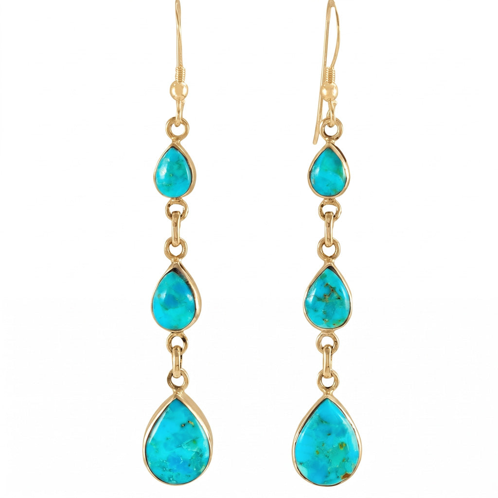 Turquoise Hoop Earrings GoldCopper E1241-GB-C75